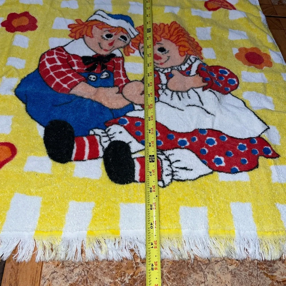 Vintage Wamsutta Raggedy Ann & Andy Bath Towel Checkerboard